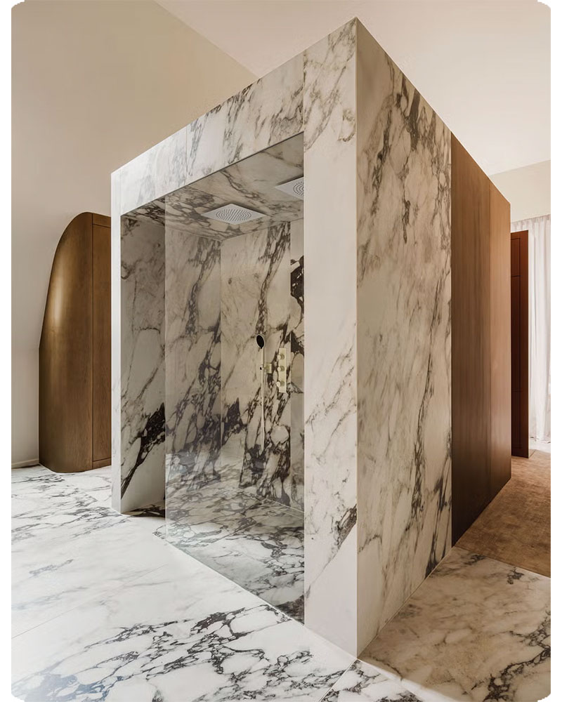 10 ایده برای ساخت و بازسازی حمام مدرن ـ سنگ مرمر