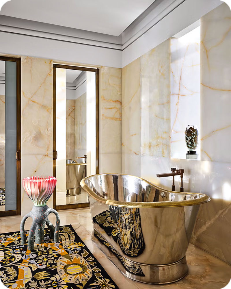 10 ایده برای ساخت و بازسازی حمام مدرن وان فلزی ۵