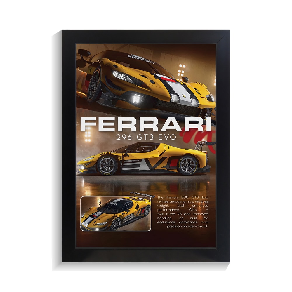 تابلو ماشین طرح فراری 296 GT3 کد PF-23264 تابلو ماشین طرح فراری 296 GT3 کد PF 23264