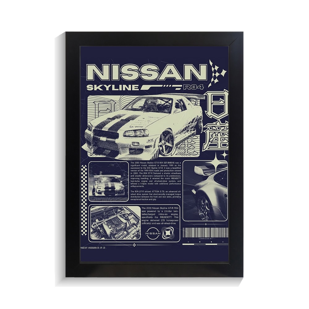 تابلو ماشین طرح نیسان اسکای لاین R34 کد PF-23414 تابلو ماشین طرح نیسان اسکای لاین R34 کد PF 23414