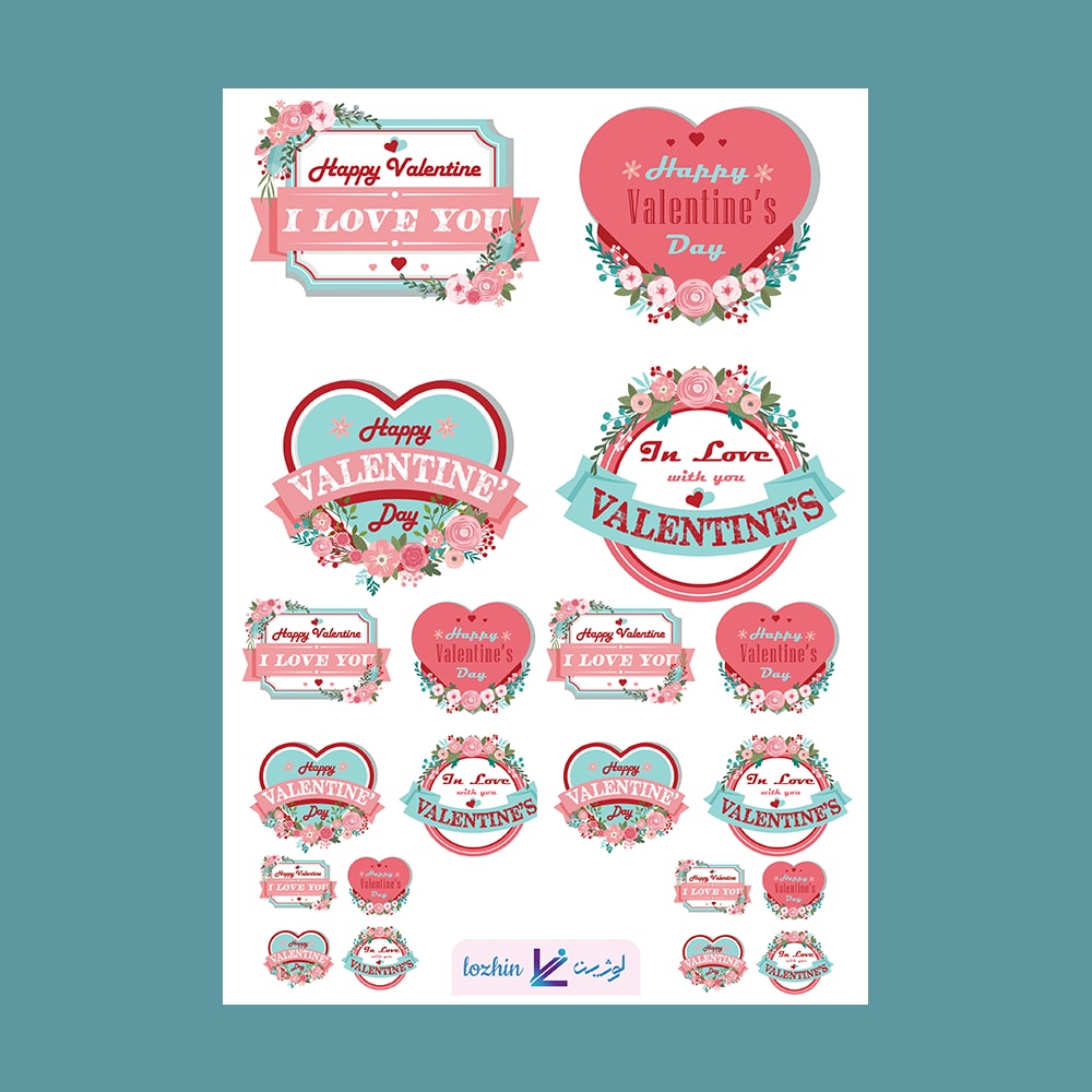 استیکر عاشقانه طرح ولنتاین کد STNC-27001 (بدون برش)