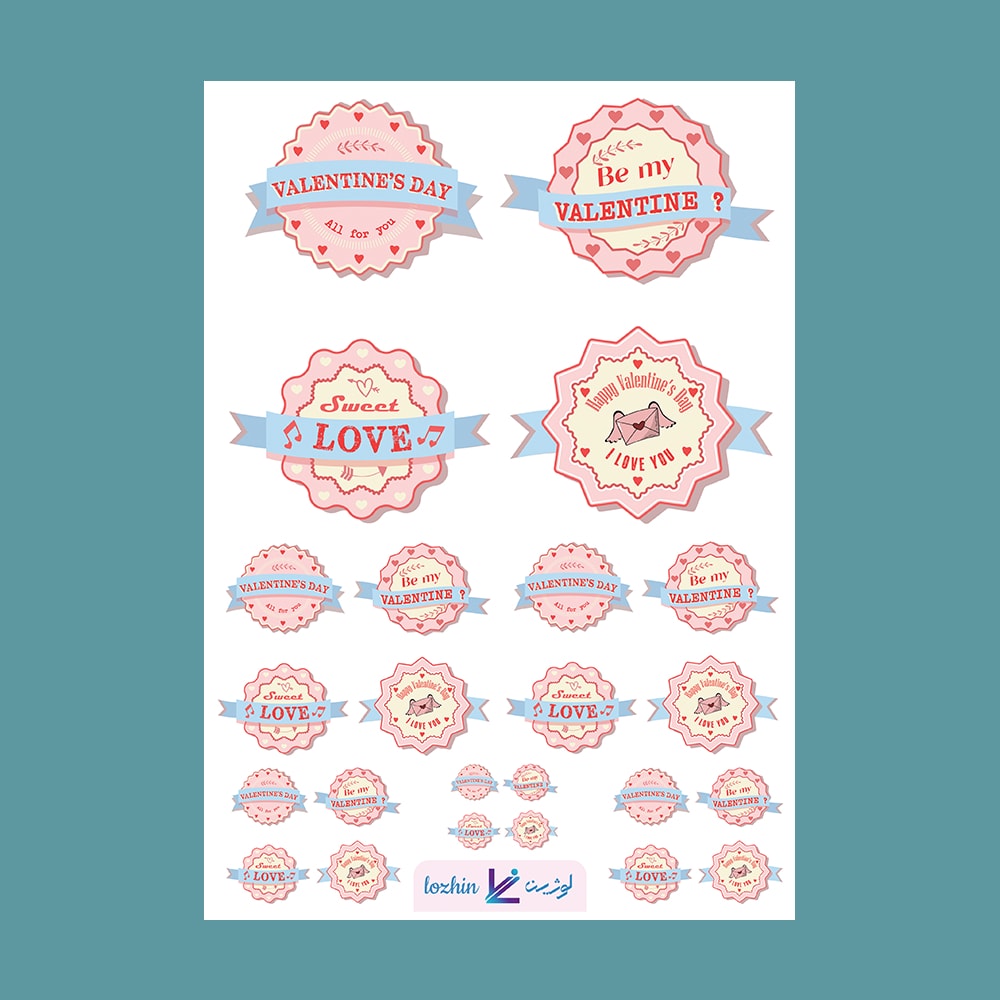 استیکر عاشقانه طرح ولنتاین کد STNC-27002 (بدون برش)