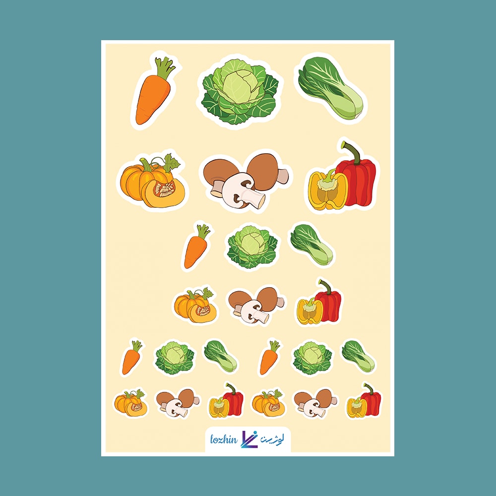 استیکر فانتزی طرح سبزیجات کد STNC-21024 استیکر فانتزی طرح سبزیجات کد STNC 21024