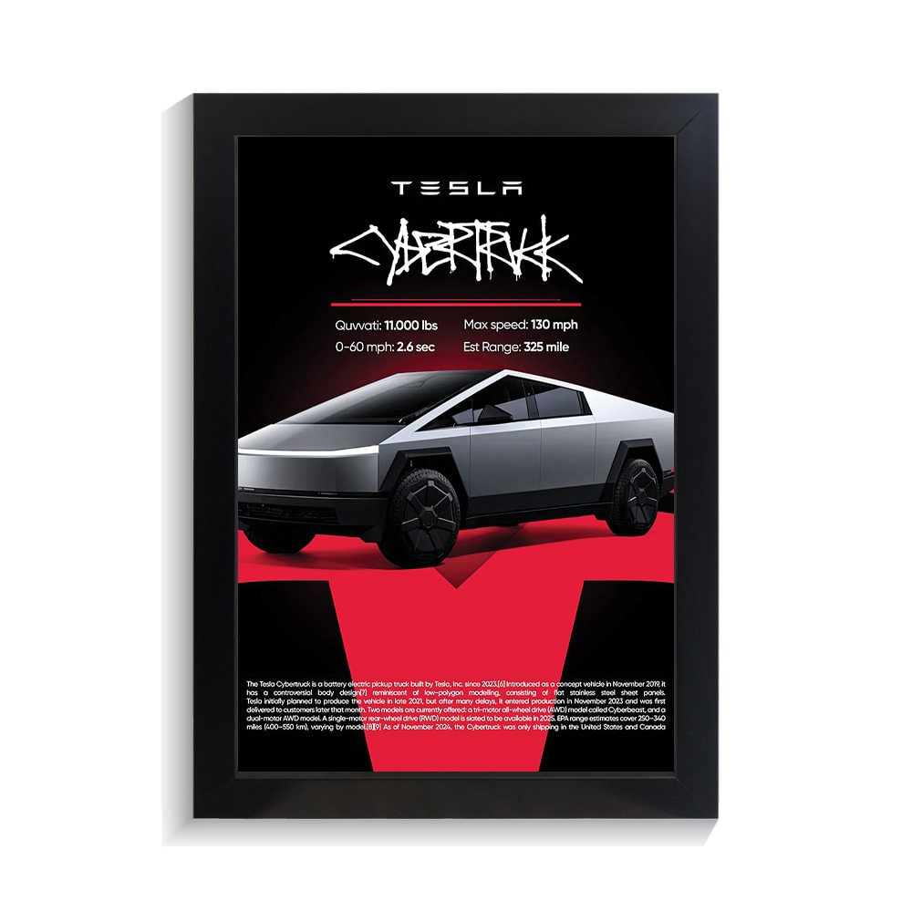 تابلو ماشین طرح تسلا سایبر تراک کد PF-23831 تابلو ماشین طرح تسلا سایبر تراک کد PF 23831