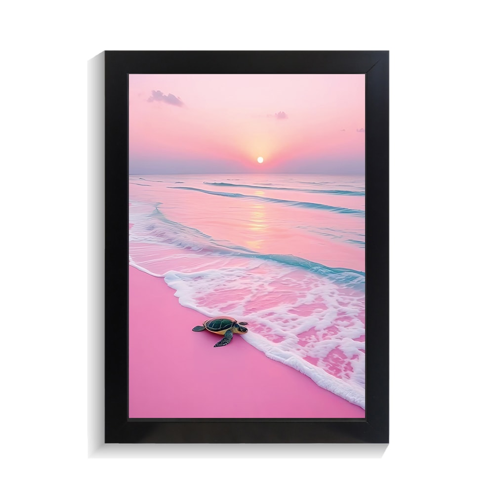 تابلو منظره طرح ساحل صورتی کد PF-22058 تابلو منظره طرح ساحل صورتی کد PF 22058