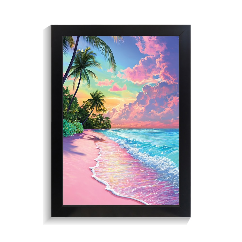 تابلو منظره طرح ساحل صورتی کد PF-22069 تابلو منظره طرح ساحل صورتی کد PF 22069