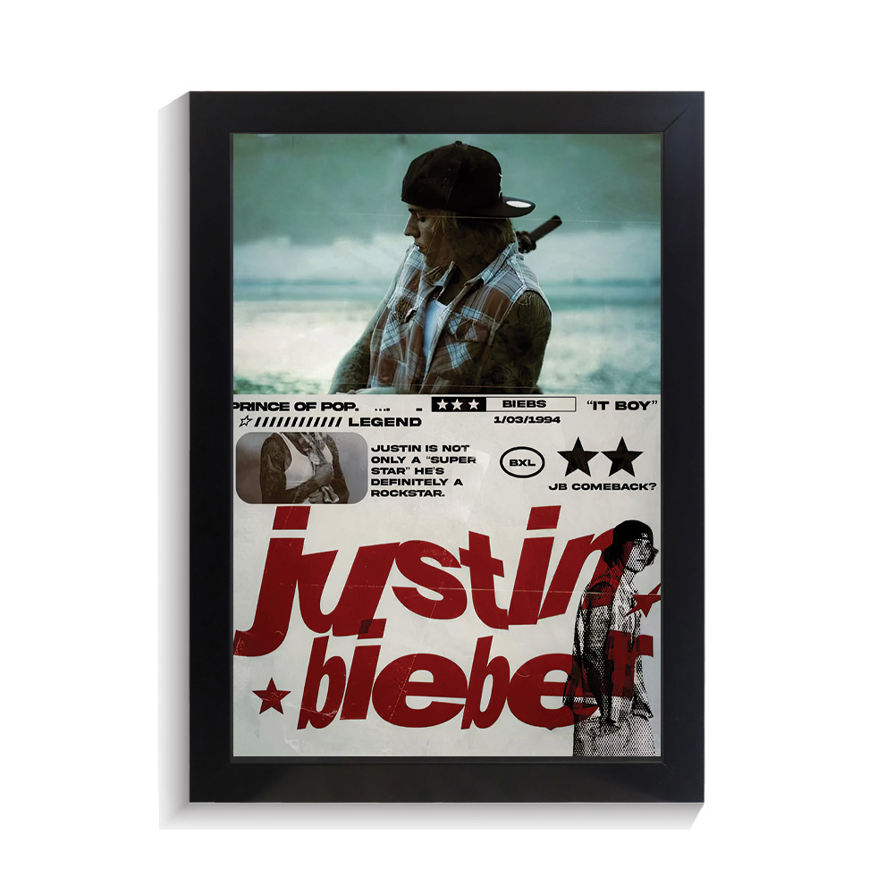 تابلو خواننده طرح جاستین بیبر کد PF-20385 تابلو خواننده طرح جاستین بیبر کد PF 20385